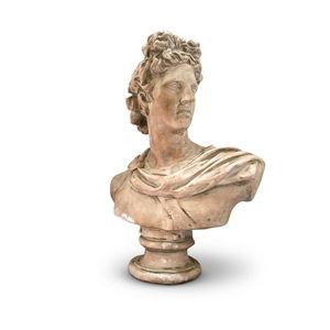 Large plaster bust of Alexander, on pedestal base, in three…