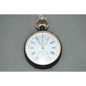 Swiss Chronograph Pocket Watch with Gold Fob Ring - Watches - Pocket ...