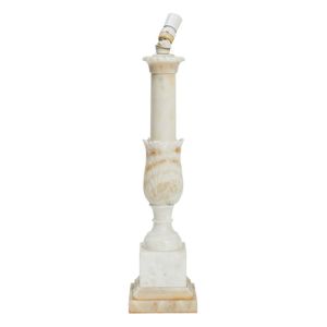 An Italian alabaster lamp base, in the form of a leaf caved…