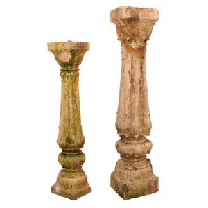 Two large antique Indian carved sandstone columns, 19th century,&hellip;