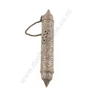 Unmarked Judaica torah scroll holder, traditional cylindrical…