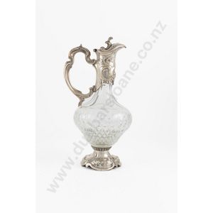 Elegant French cut crystal claret jug, baluster shape with…