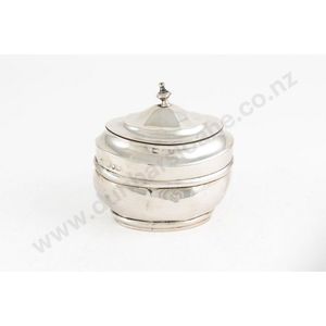 Late Victorian sterling silver tea caddy, faceted oval form,…