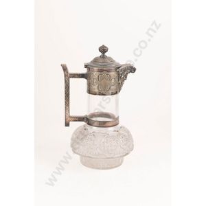 Cut crystal silver plated claret jug by Hukin & Heath, the…