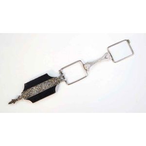 Silver, onyx and marcasite lorgnette probably French, feint…