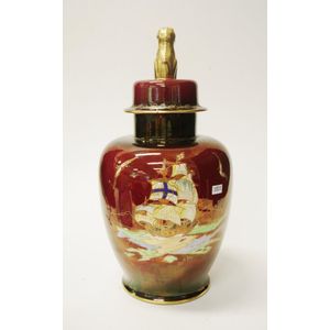 Devon Rouge Crown Devon Rouge Royale Jar with Ship Decoration - Crown Devon - Ceramics