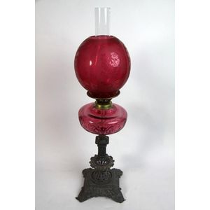 Victorian Ruby Glass Kerosene Table Lamp - Lamps - Kerosene, oil and ...