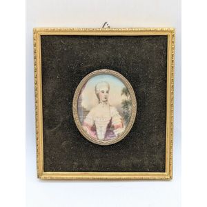 19th century portrait miniature, framed, depicting Mrs Graham…