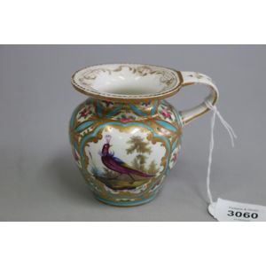 Antique Minton spittoon decorated with exotic birds, 8 cm high