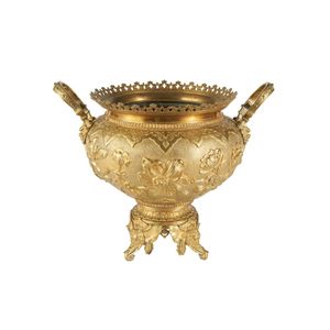 A French gilt bronze centerpiece, 19th century, the globular…