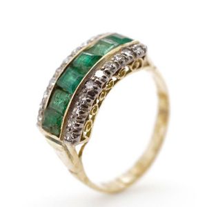 Emerald and diamond set yellow gold ring for restoration.…