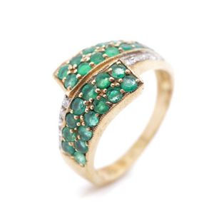 Emerald, diamond and 9ct yellow gold ring marked 9k. Approx…