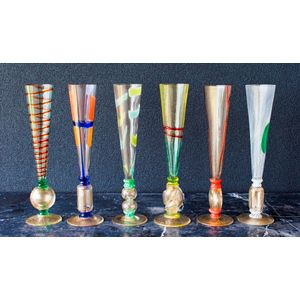 St. Louis 2000 Champagne flute with millefiori & 2000 in stem