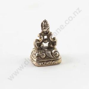Large Victorian 9ct gold ornate seal fob, bloodstone panel