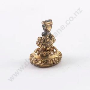 Large Victorian gold plated ornate seal fob, mixed cut glass&hellip;