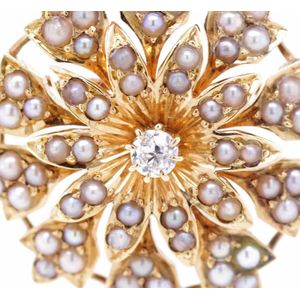 Victorian diamond & pearl star brooch - Rocks and Clocks