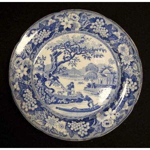 C1820 Antique Adams Pearlware Dinner or Display Plate in Willow pattern