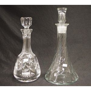 Two various cut glass spirit decanters including an Orrefors…