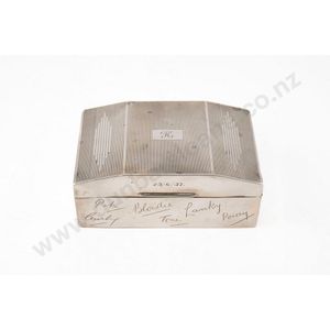 Art Deco sterling silver cigarette box oblong shape with wedge…
