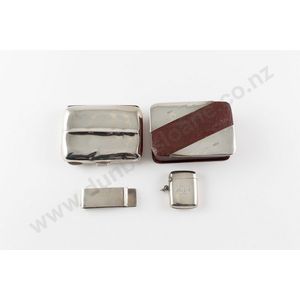 Sterling silver small vesta with sterling silver cigarette case,…