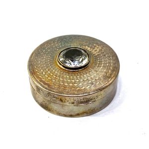 Vintage Round Jewelry Box Ornate Gold Metal Trinket Box Domed