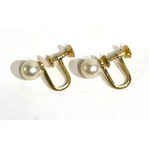 Pearl Gold Screw Back Earrings