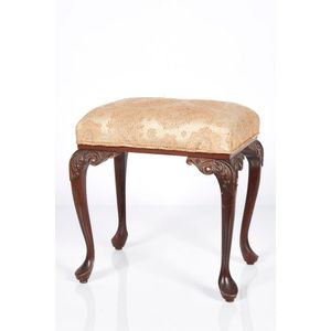 Georgian Design Antique Walnut & Leather Footstool
