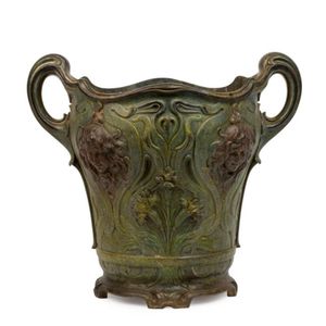 A French Art Nouveau two handled bronze jardiniere in the…