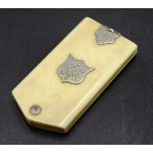 Antique carved ivory & silver Aide Memoire with monogrammed…