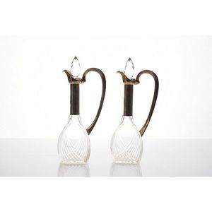 Pair of German silver mounted cut crystal decanters, early 20th…
