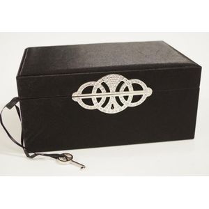 Swarovski decorated jewellery box black fabric covered…