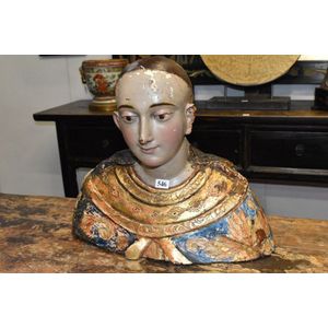 Late 18th century bust of a Spanish monk, carved wood and…