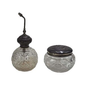 Two vintage sterling silver topped toiletry items including: an&hellip;