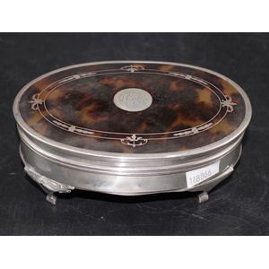 George V sterling silver & tortoiseshell jewel box Birmingham…