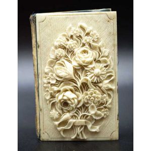 Antique ivory carved aide- memoire decorated with in relief…
