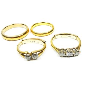 18ct Yellow Gold Diamond Rings Set with Old European Cut - Rings ...