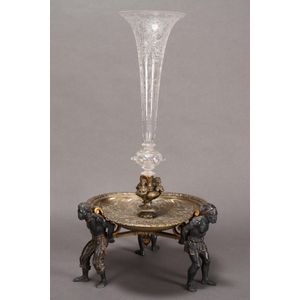 Magnificent 19th century Vienna bronze centre piece, set with a…