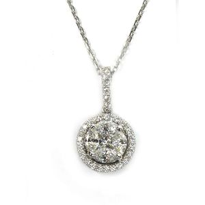 Diamond halo pendant, in 18ct white gold and set with a… - Pendants ...