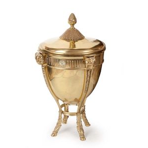 An Adam revival brass lidded coal bin, 19th century, 70 cm high