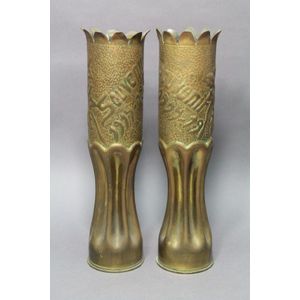 Vintage Trench Art Artillery Shell Vases World War Two 