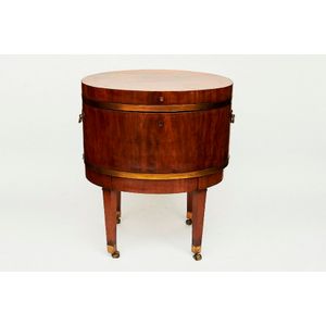 George III brass bound mahogany cellarette, c. 1810, of oval&hellip;