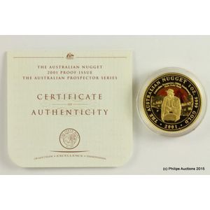 An Australian 2001 gold $100 proof coin, 24ct yellow gold,…