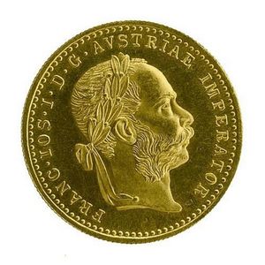 An Austrian 1 Ducat gold coin; 1915 restrike coin in 22ct gold.…
