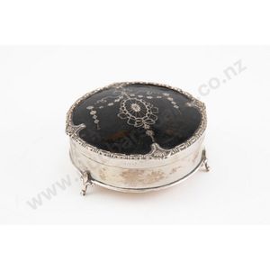Sterling silver tortoiseshell & pique work jewellery box by…