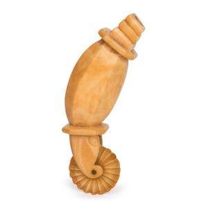 An antique jagging wheel, carved whale's tooth, early 19th…