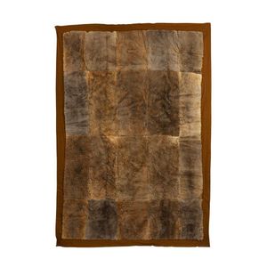 An antique kangaroo skin rug with felt backing, embroidered…