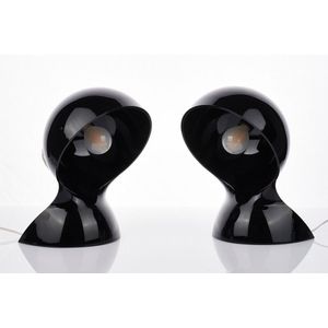 Pair of vintage red Eclisse table lamps by Vico Magistretti for Artemide,  1960s