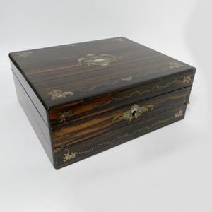 A 19th century macassar ebony work box - writing slope, with…