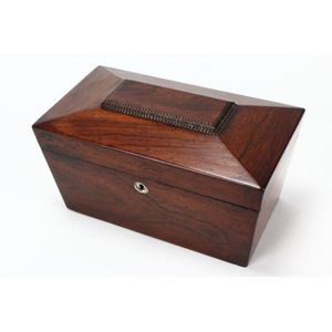 Victorian rosewood tea caddy, of rectangular form with tapering…