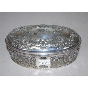 Vintage silver plate jewellery box lined interior, marked for…